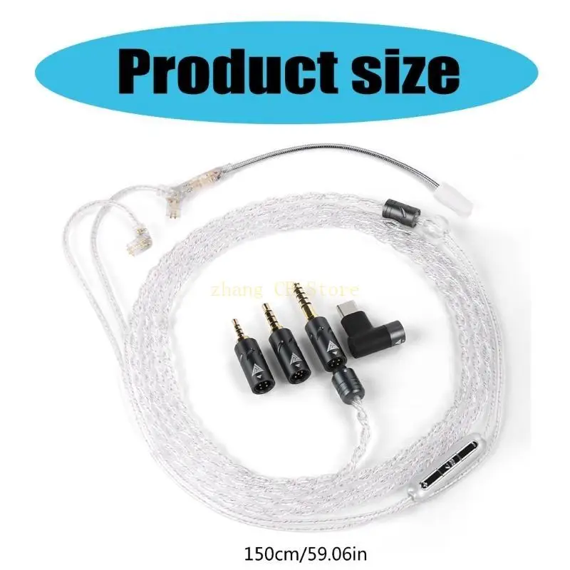 Auricolari M5TD Cavo aggiornato Silver placcato 2,5/3,5/4,4 mm/USB C/Gaming con cavo