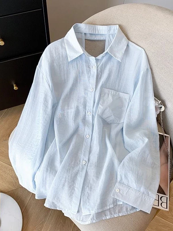 خفيفة الوزن من الحرير الجليدي للحماية من الشمس irt بتصميم مفرغ بعقدة با ملابس خارجية صيفية للسيدات بياقة غير رسمية