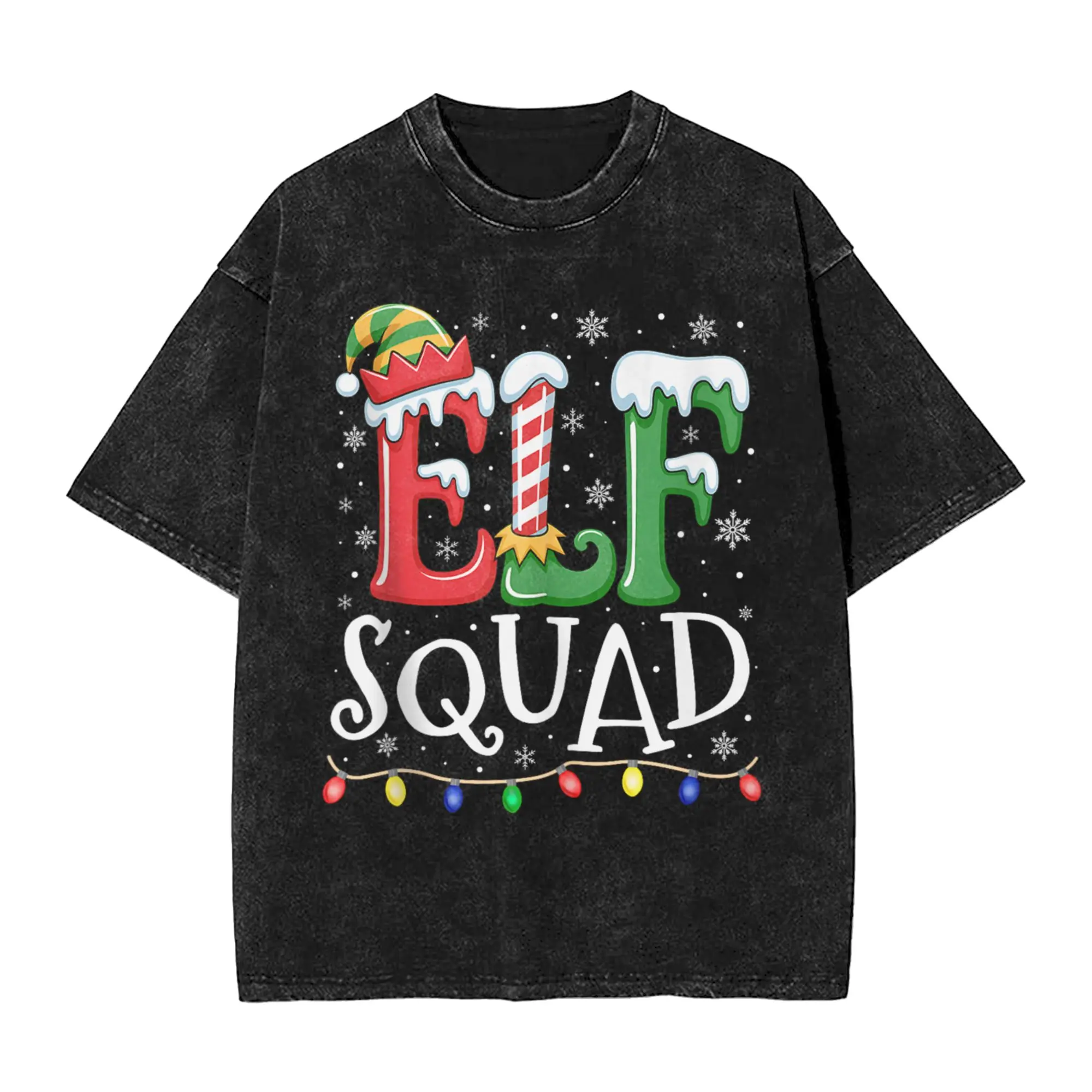 

Elf Family Christmas Matching Pajamas Xmas Elf Squad T-Shirt Summer Streetwear T Shirts Cotton Trendy Tshirt Short Sleeve Tops