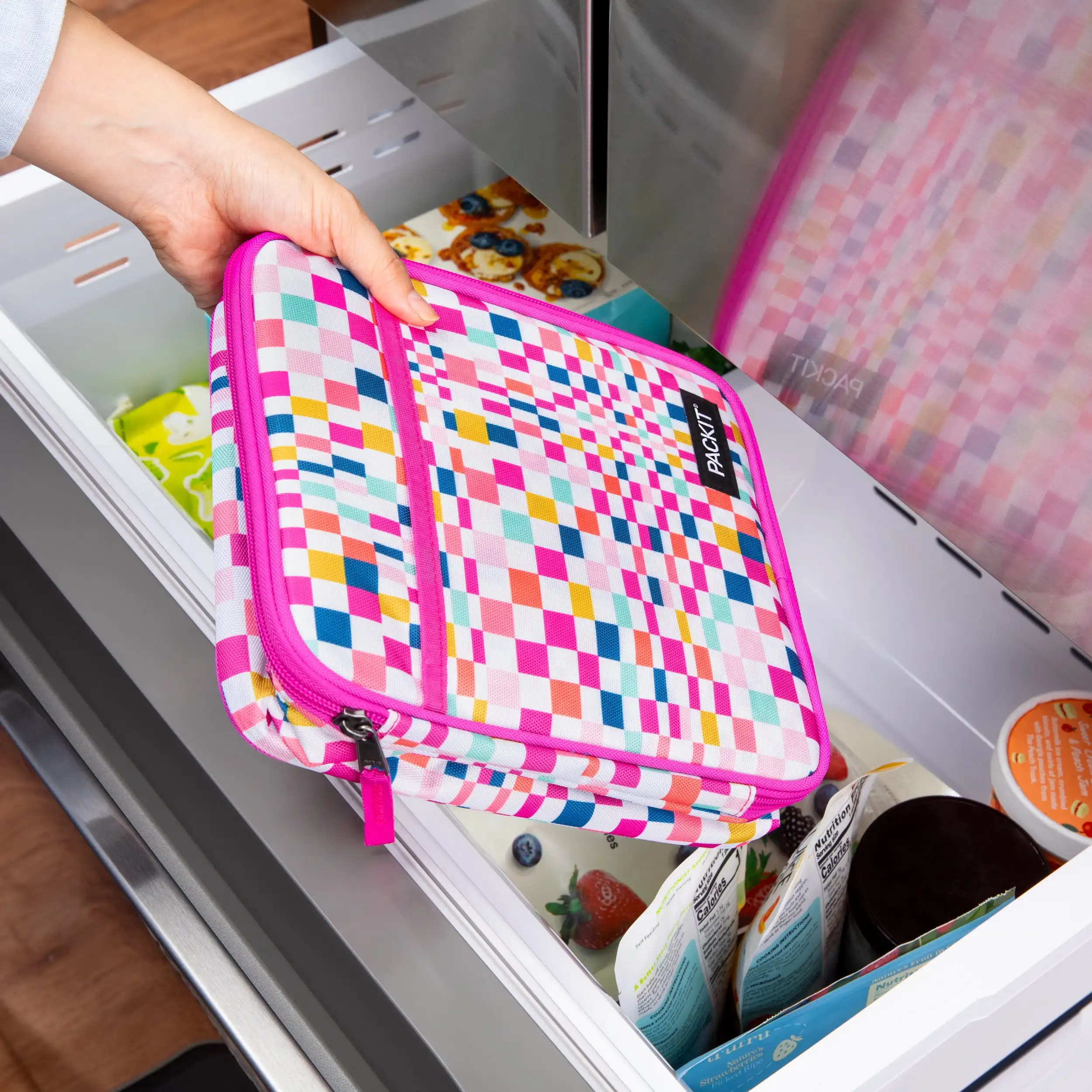 صندوق غداء مستقيم لطيف قابل للتجميد، حقيبة معزولة قابلة لإعادة الاستخدام للأطفال والكبار، مانعة للتسرب وسهلة التنظيف