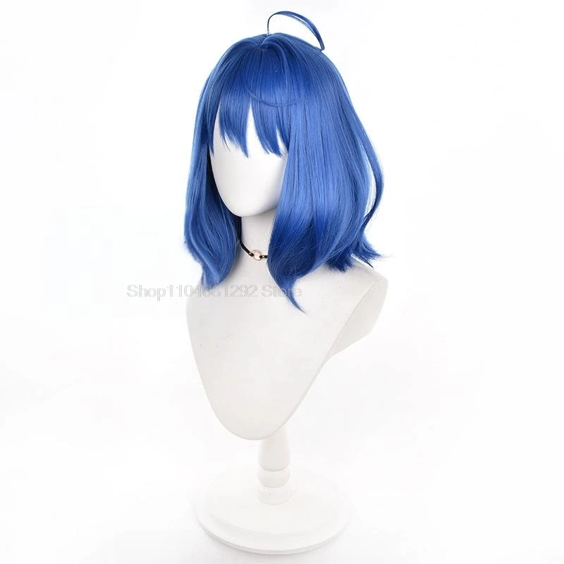 Anna Yanami Cosplay Pruik Anime Makeine 45cm Kort Haar Blauwe Pruik Cosplay Hittebestendige Synthetische Pruik voor Volwassen meisje Cosplay Party