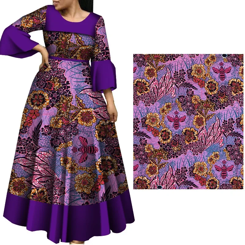 Tissu Africain Ankara 2024 Coton de 6Yards, Étoffe d\'Avertissement en Or group, Style Nigérien et Ghana, pour la Couture de Robes Artisanales, DIY,