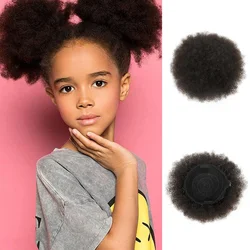 Synthetic Kids Hair Puff Black Mini Afro Puff Drawstring Ponytail for Girls Black Women Kinky Curly Hair Updo Chignon Small Size