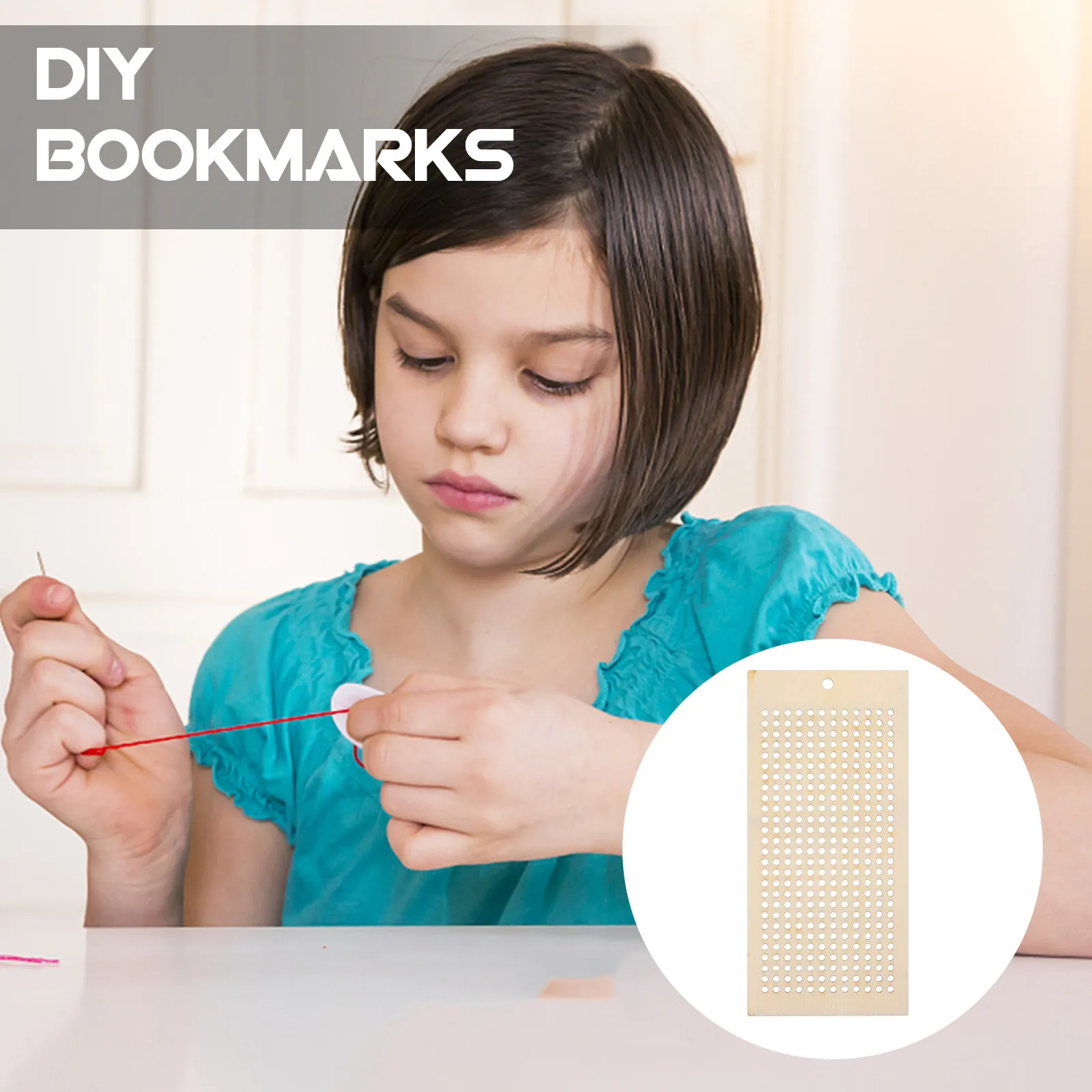 1Set Wooden DIY Cross Stitch Bookmark Kit Unfinished Blank Embroidery Bookmarks for Students Writers Readers Handmade Retro