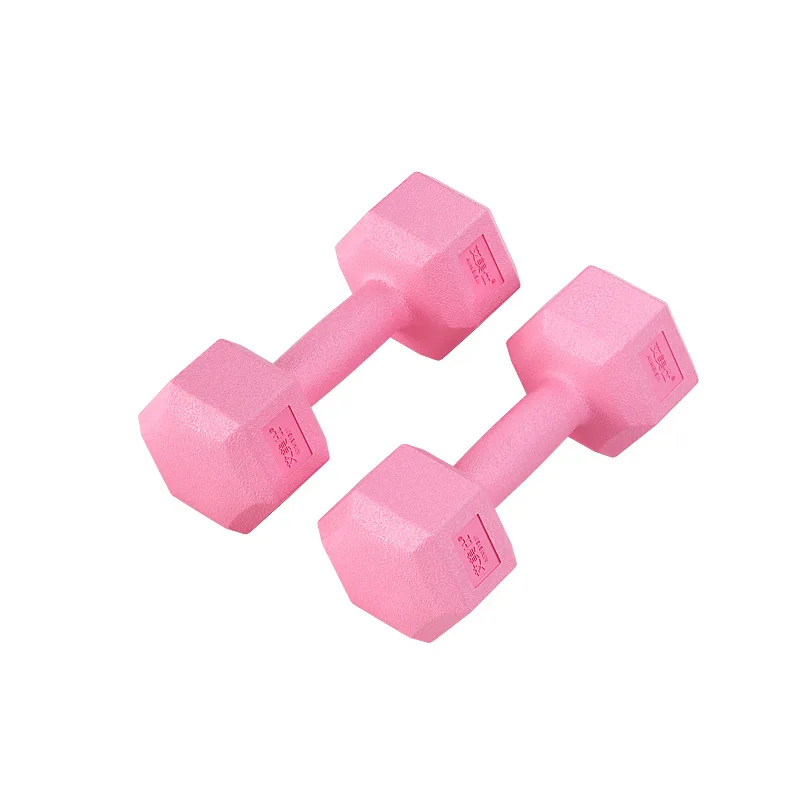 Women  Unisex Hexagonal Coated PVC Eco-friendly Fitness Dumbbells Kilogram Small Home Use Arm Muscle Training Yoga Free 2 kg