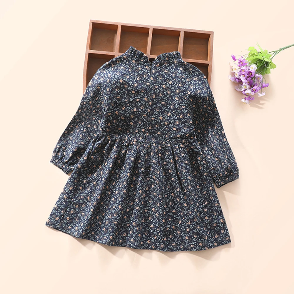 Bear Leader Girl Dress 2023 Spring and Autumn New Korean Version Long-sleeved Floral Princess Dress Girl Dress