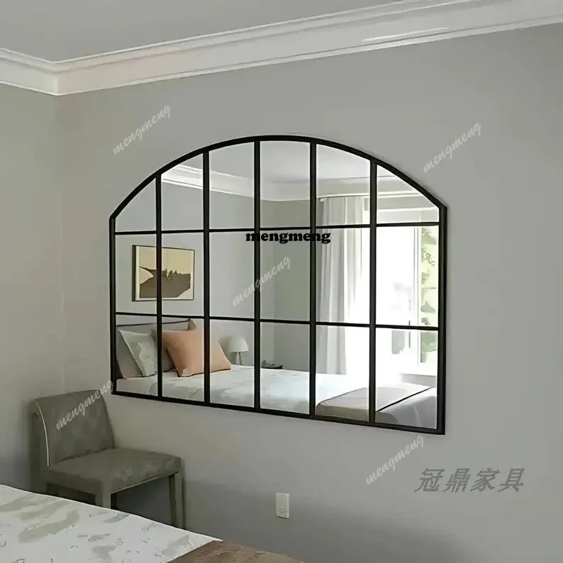 New design European arched false window light luxury wall hanging background wall enigma mirror living room  decorative fireplac