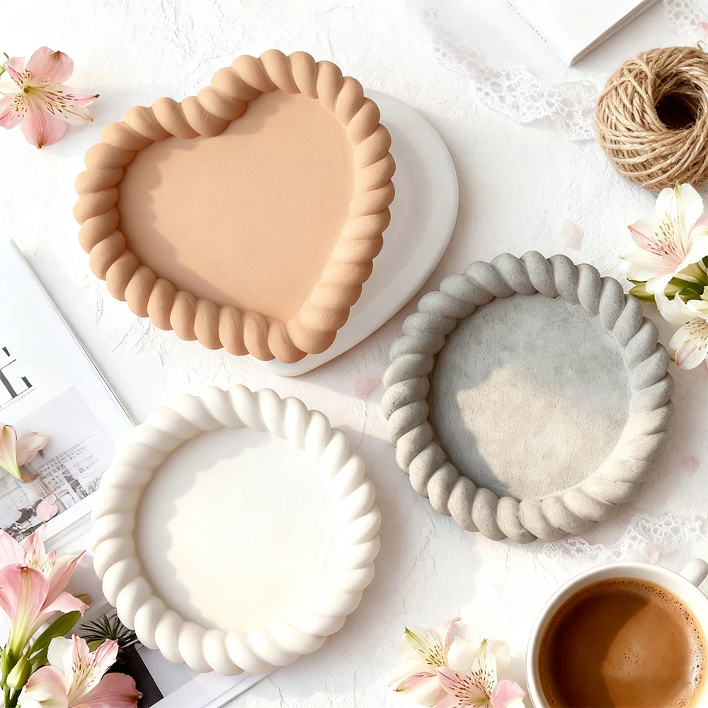 Diy nuvem geométrica forma oval torcido gesso coaster molde de silicone artesanal resina epóxi bandeja de armazenamento de gesso molde