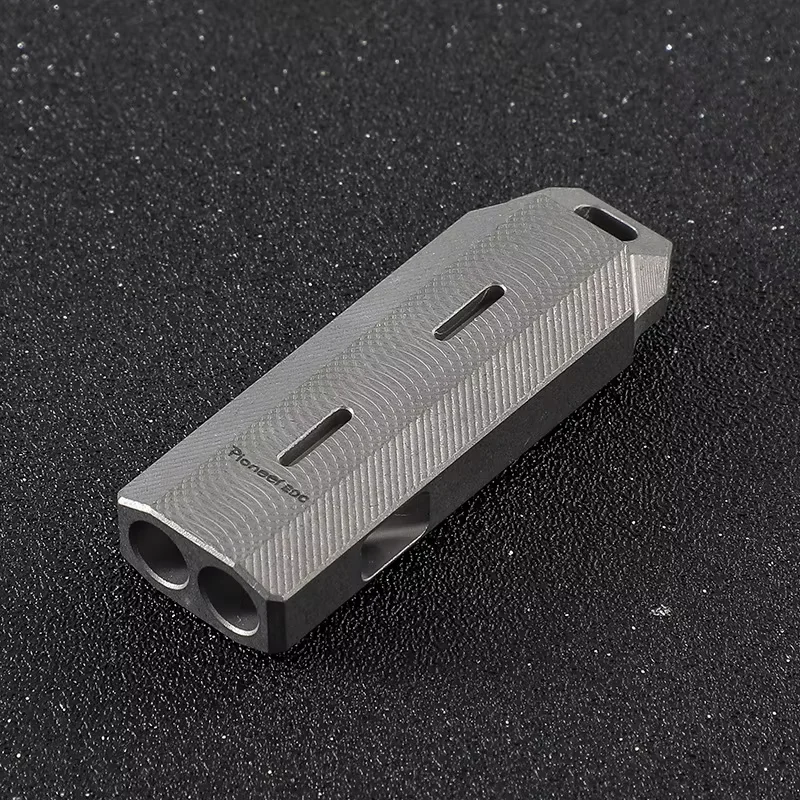 Titanium Alloy Double Tube Whistle CNC Process Referee Whistle Outdoor Life-Saving Metal Whistle with Popping Sound KS016