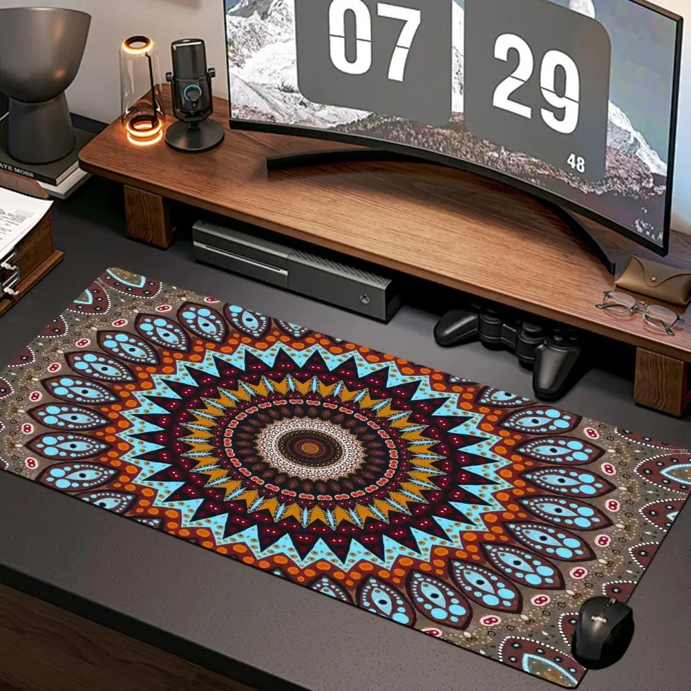 New Computer Home Mousepad XXL Desk Mats Bohemian Style Mandala Pattern Natural Rubber Office Anti Slip Gaming Accessories pad