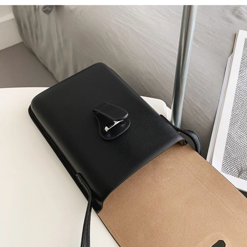 Simple Unisex Small Square Bag PU Leather Korean Crossbody Shoulder Bag Fashion Mobile Phone Bag Purse 2023 New