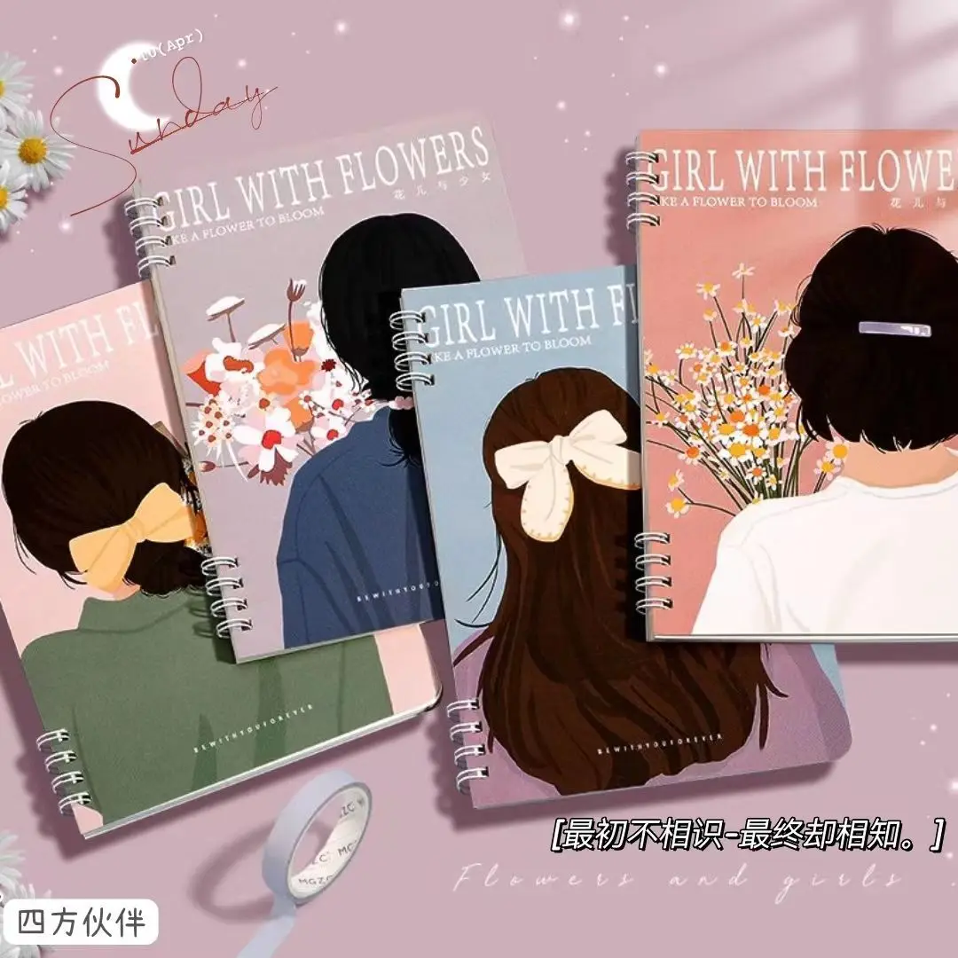 A5 B5 Notebook Ins Kleine Verse Cover Coil Notpad Leuke Cartoon Horizontale Lijn Dagboek Scrapbook Student Levert Bindmiddel Journal