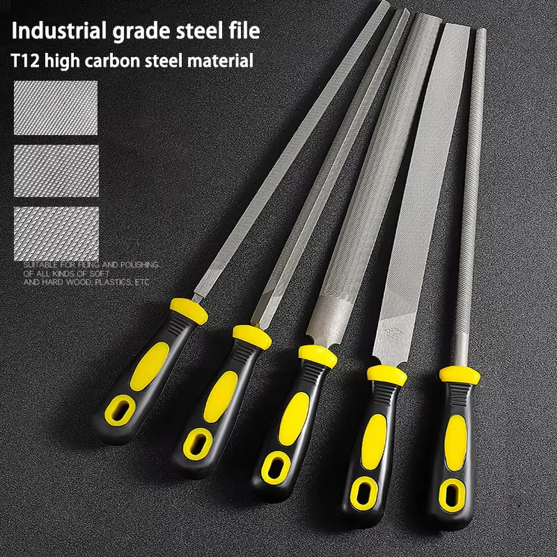 High Carbon Steel File Set, 5 Shapes, One-piece Forming & Quenching Process, for Fitter Grinding & Deburring