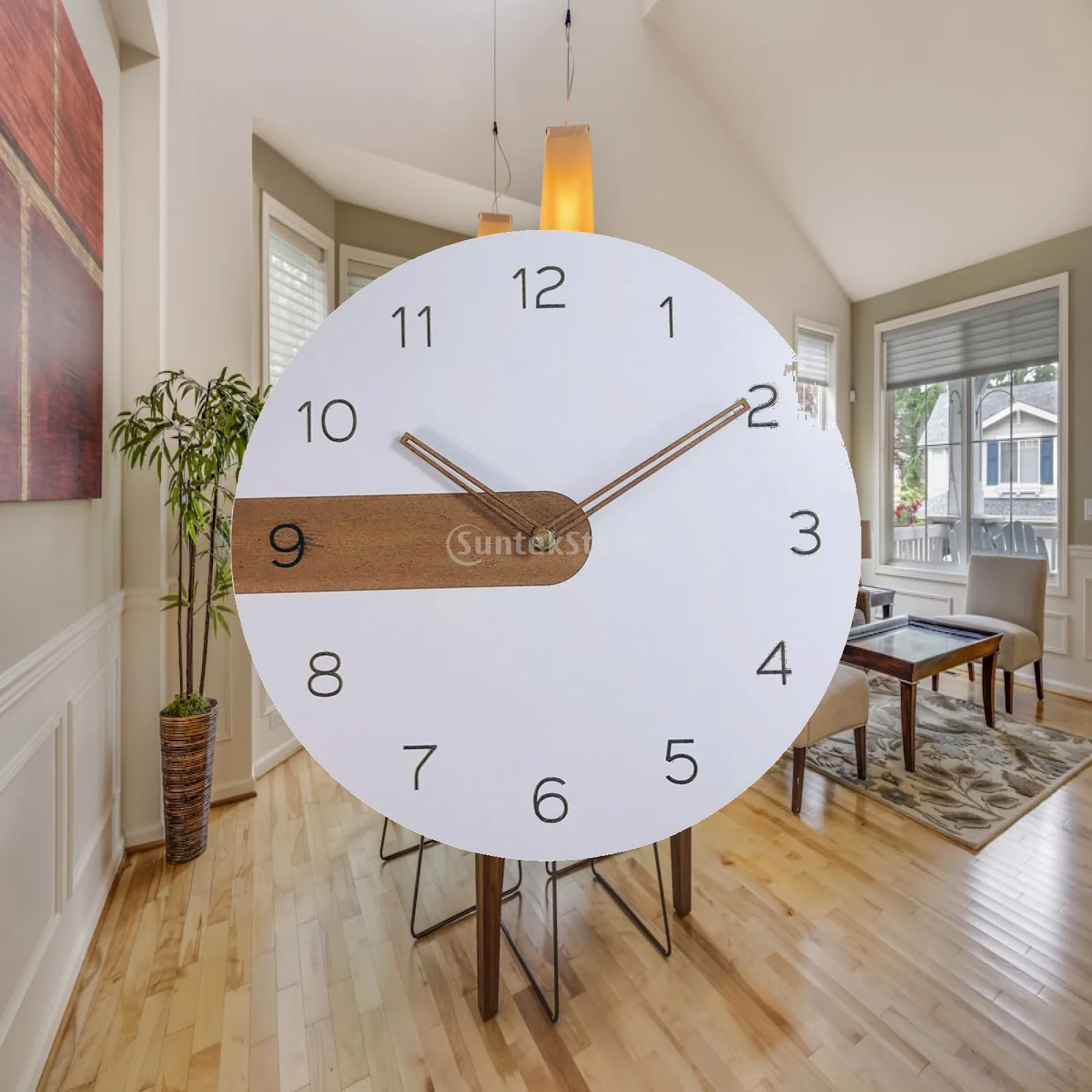 Round Wall Clock Non-Ticking Battery Operated Frameless Horloge Arabic Numeral