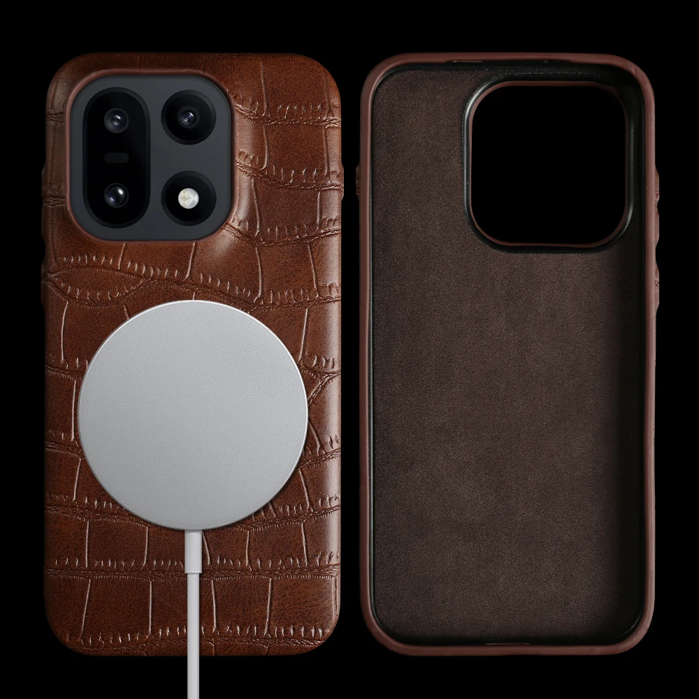 

For Magsafe Crocodile Leather Case For OnePlus 15 Ace 6 6T Ace6 Ace5 Ace 5 Pro 13S 13T 12 Nord N100 Phone Case Back Cover Funda