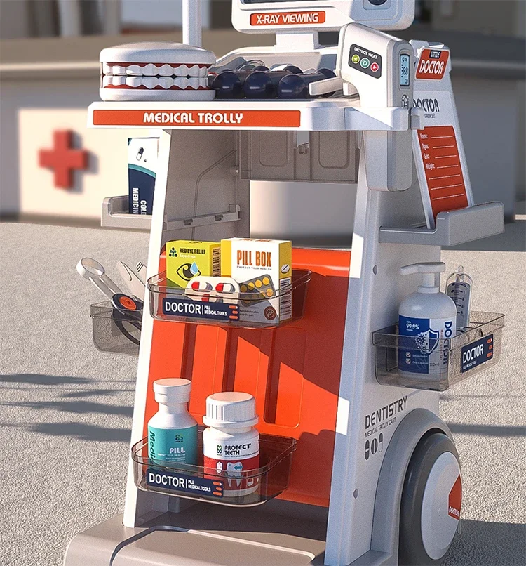 محاكاة طبيب الأسنان مكتب طبي التظاهر اللعب عربة طبية الأسنان ملء حقن نموذج الطبيب لعب الأدوار لعبة تعليمية