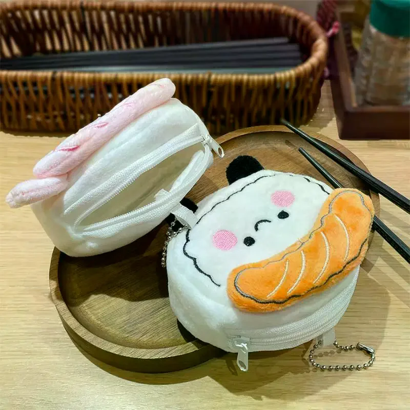 Cute Cartoon Salmon Sushi Sweet Shrimp Plush Coin Purse Creativity Earphone Bag Multi-functional Zero Wallet Storage Bag Gift