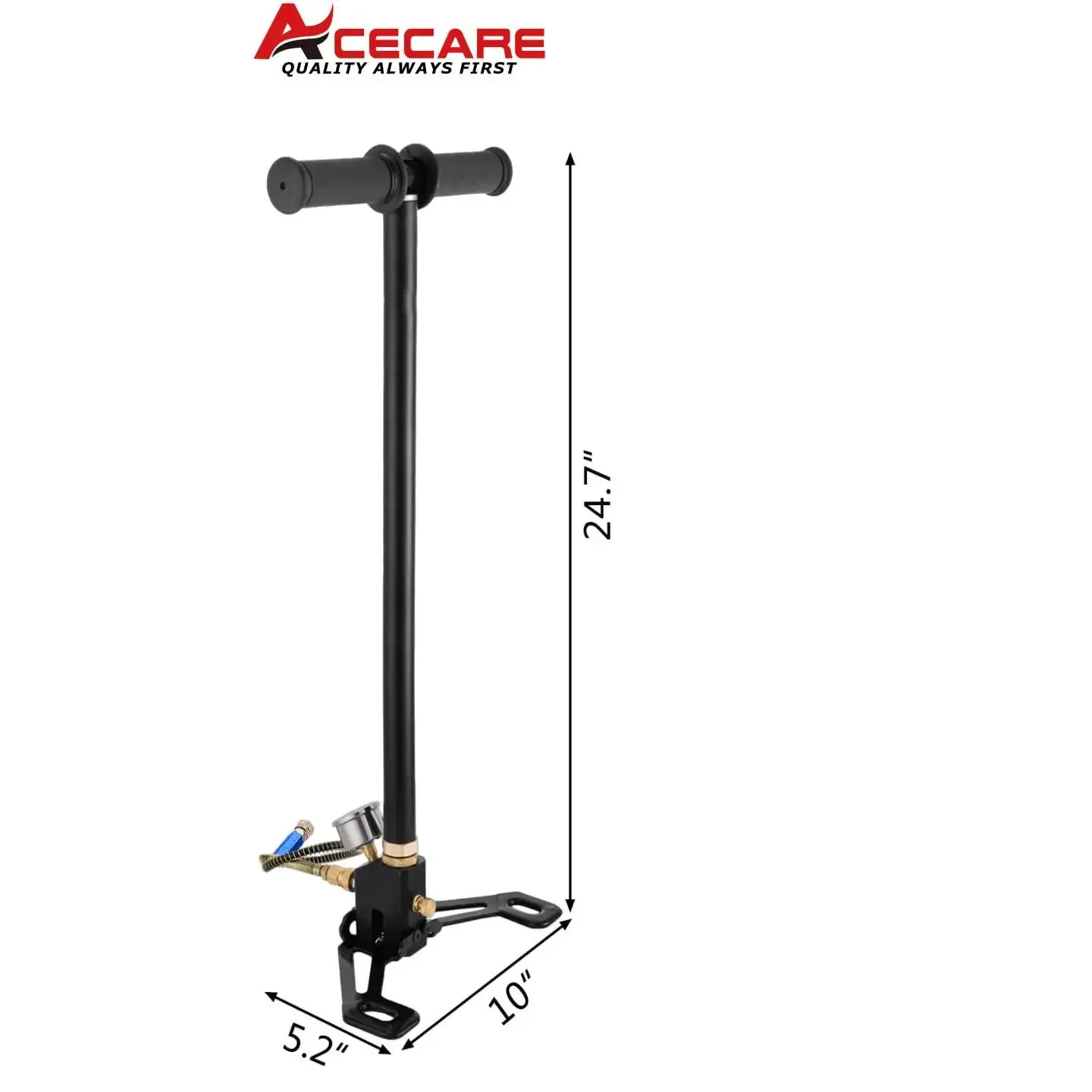 ACECARE 3 Stage PCP Pump 30MPa 4500PSI W/ Pressure Gauge Air Hand Stirrup Pump for Car Bicycle Hunting