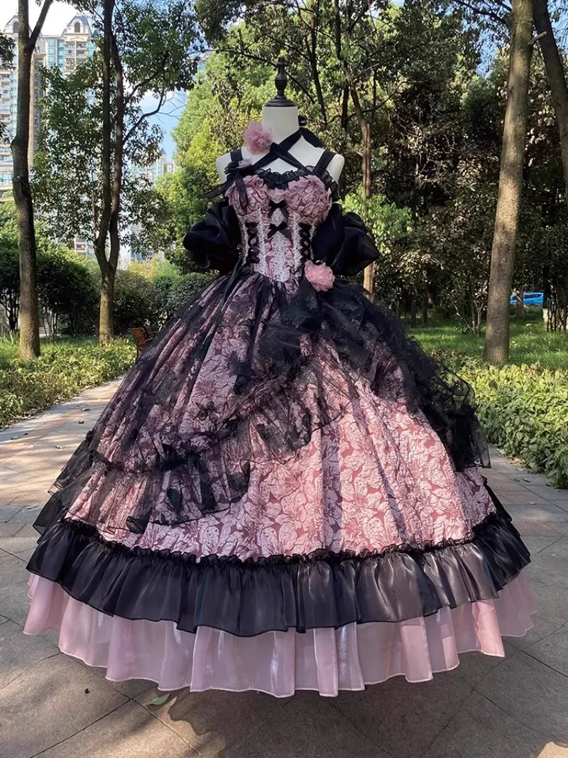 2025 Japanese Summer Lolita Premium Cross Shoulder Strap Suspender Tube Top Waist Lace Edge Large Skirt Dress For Women - Image 6