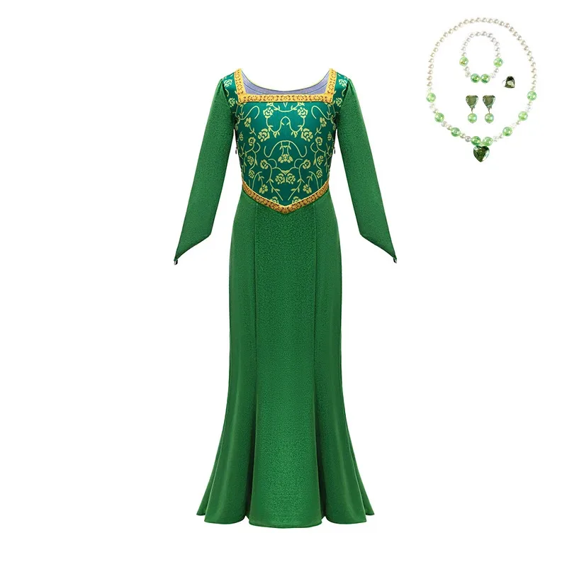 2025 ❤   새로운 어린이 피오나 코스프레 의상 공주 드레스 여자 녹색 파티 복장 할로윈 카니발 롤 플레잉 변장 수이 ★ ★