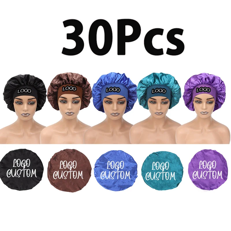 Essential Silk Hair Bonnet Logo Custom Satin Sleeping Bonnet With Elastic Band Edge Soft Silky Night Sleep Cap Hair Accessory