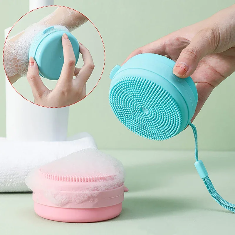

Multiuse Bath Brush Hanging Silicone Body Scrubber with Soap Holder, Massage & Hair Brush Portable Bathing Accessory