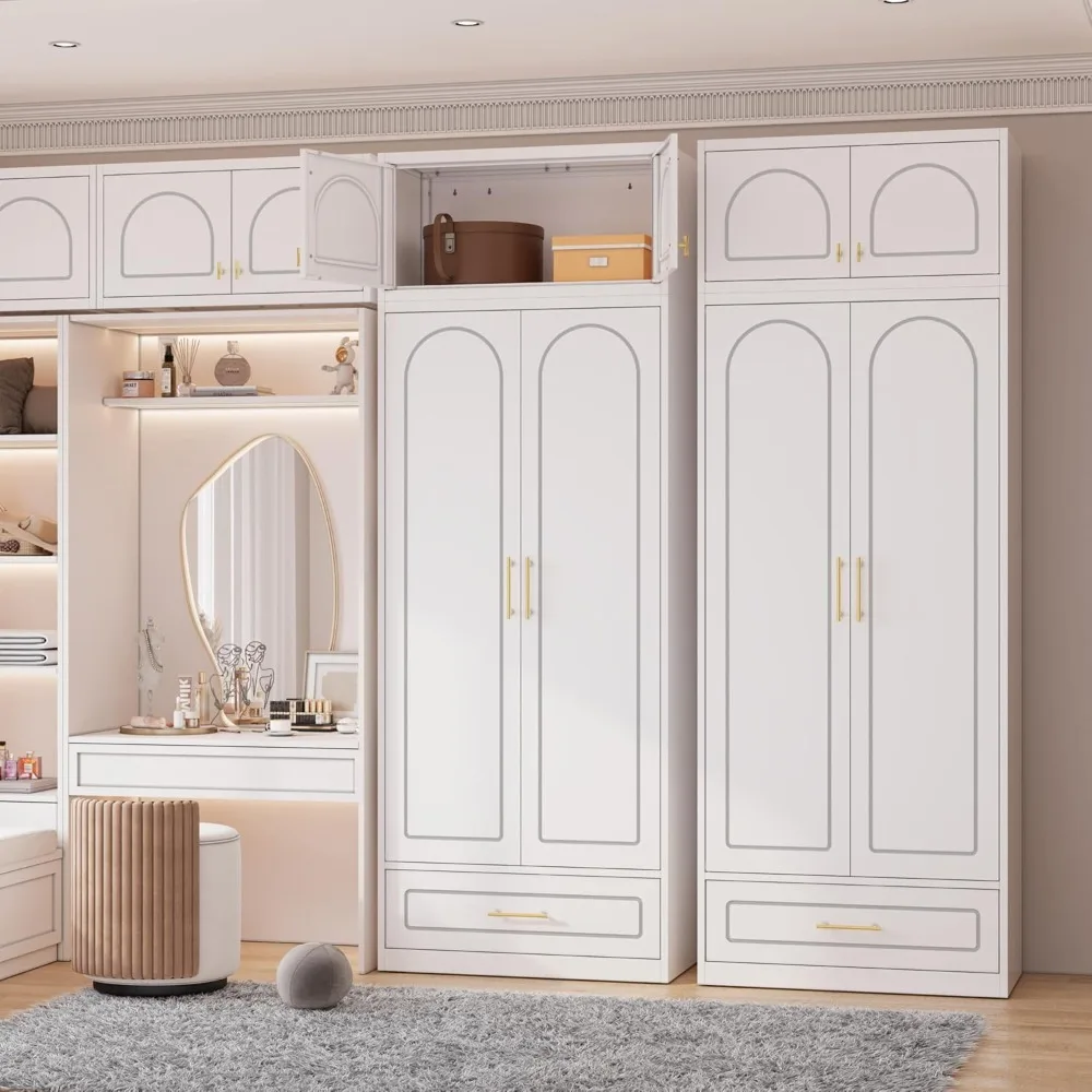 

Metal Wall Cabinet, Upper Cabinet or Wardrobe, Small OverStorage Cabinet or Bedroom, Living Room, White, 18" D x 32" W x1 5" H -