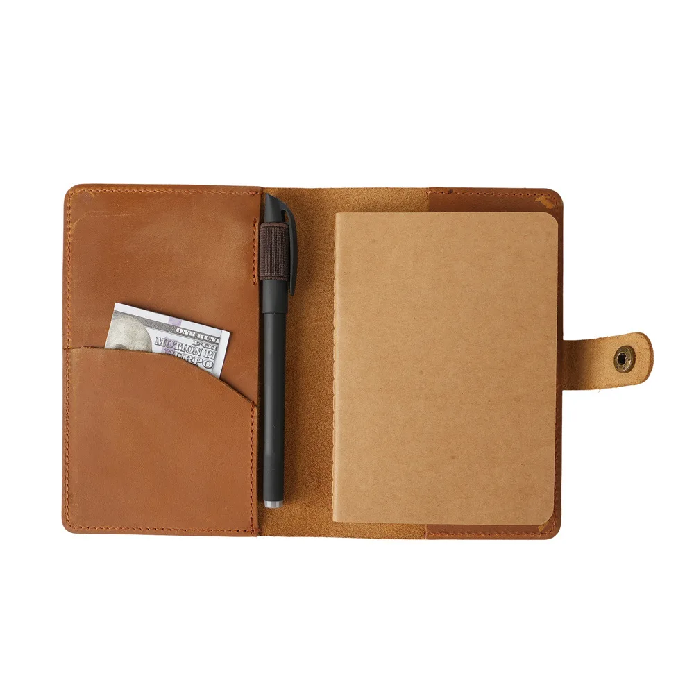 

Genuine Leather Journal Cover for Field Notes, Portable Refillable Notepad with Pen Holder Fits 3.5'' x 5.5'' Pocket Notebooks