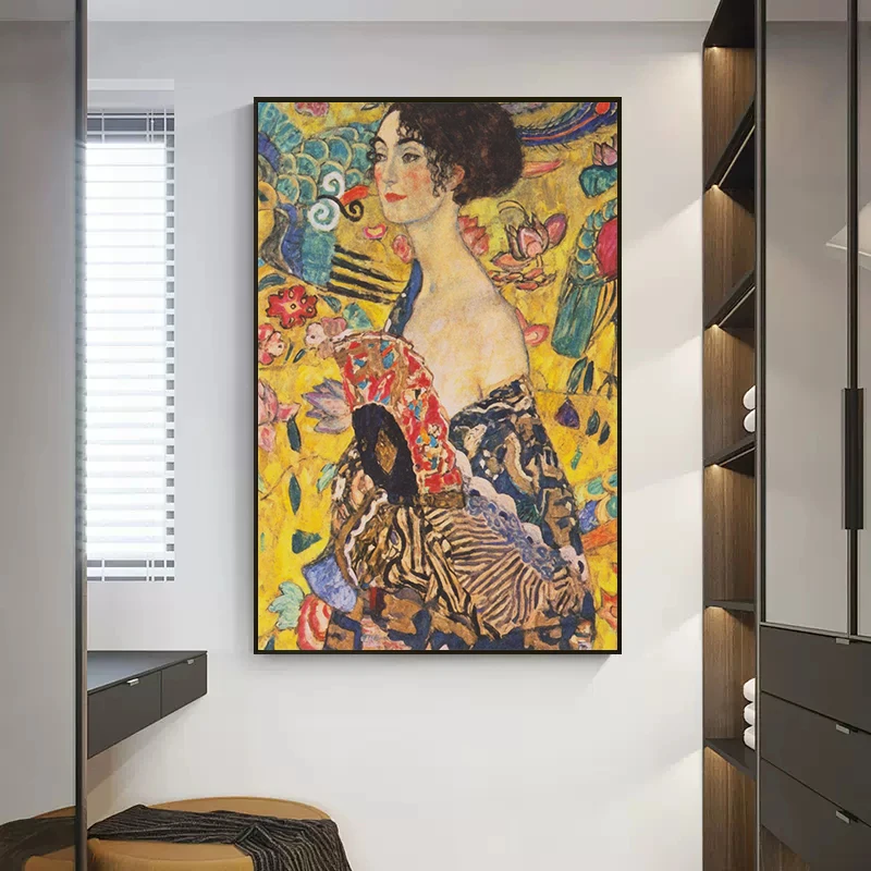 Artist Gustav Klimt Classic Collection The Kiss Abstract Oil Painting Canvas Print Poster Wall Art Picture For Living Room Decor