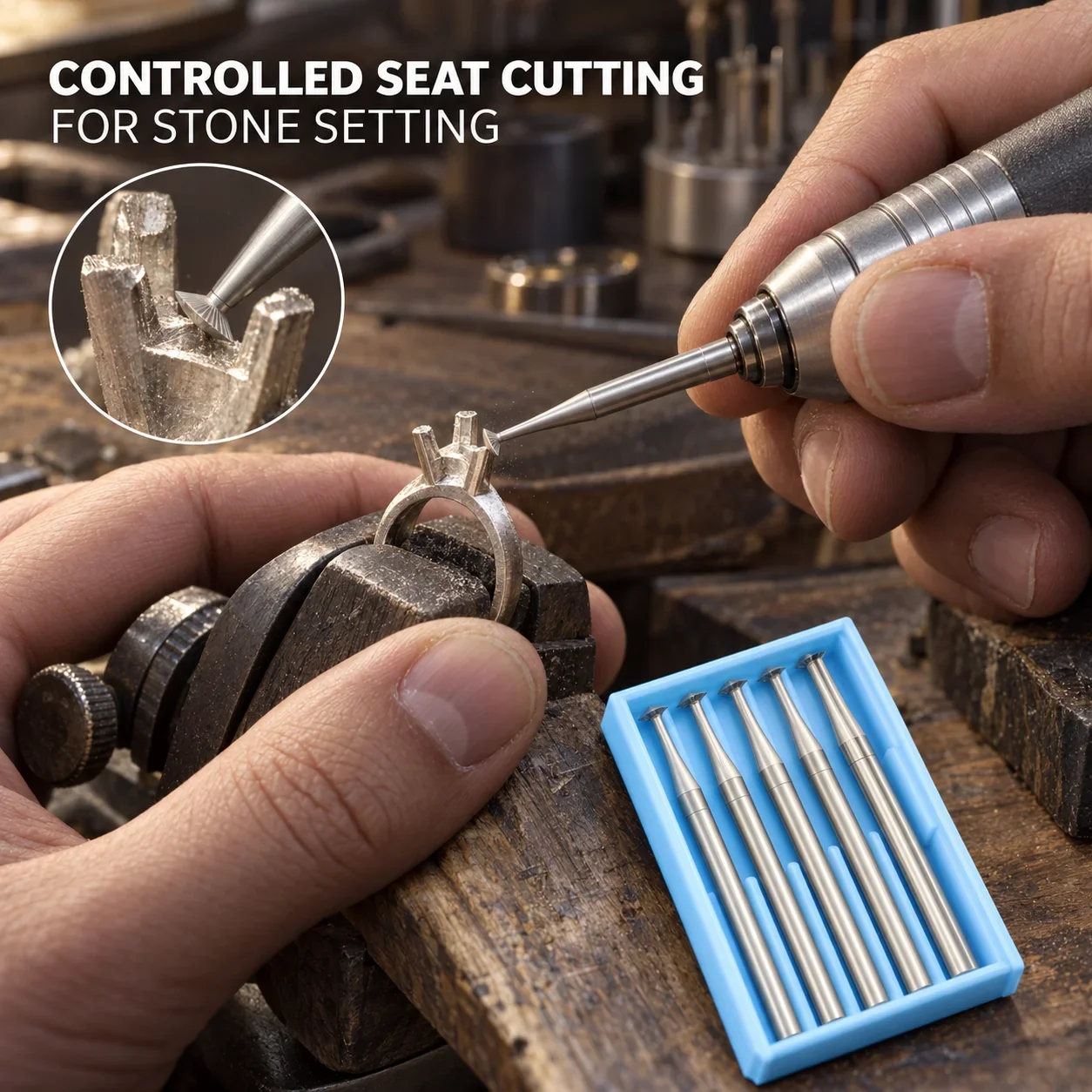 253W Steel Hart Bur Bearing Cutter Jewelry Stone Setting Ring Seats Rotary Cutting Bur 6pcs/box Jewelry tools DIY tools