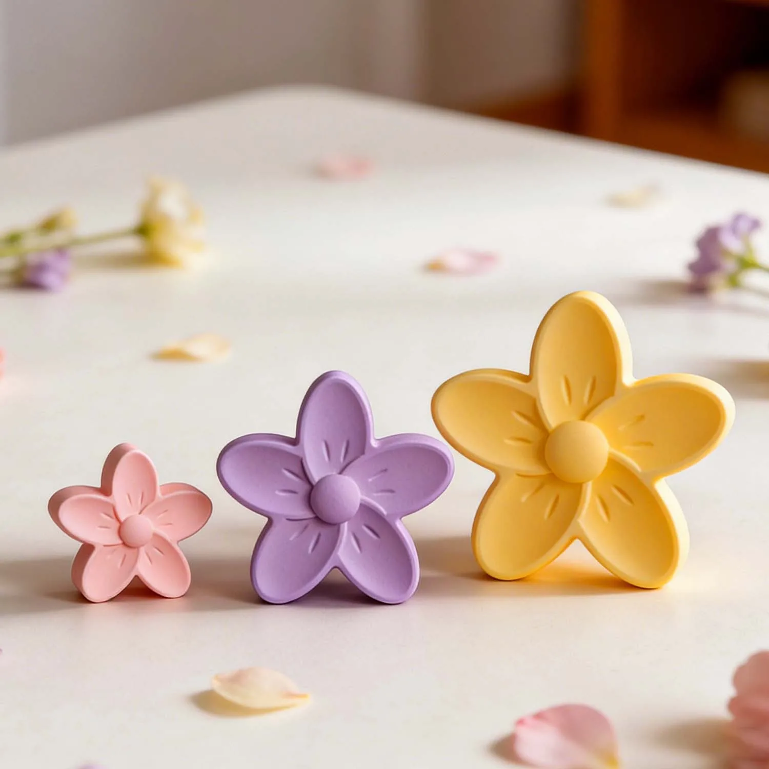 Cute Triple Flowers Silicone Mold Colorful Floral Aromatherapy Candle Gypsum Ornament DIY Craft Mould