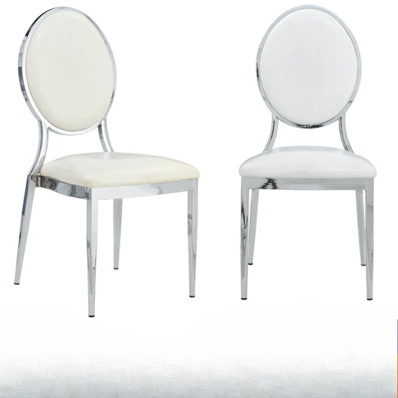 Modern Simple Stainless Steel Wedding Armchair round Backed Metal Bamboo Stool for Hotel Party