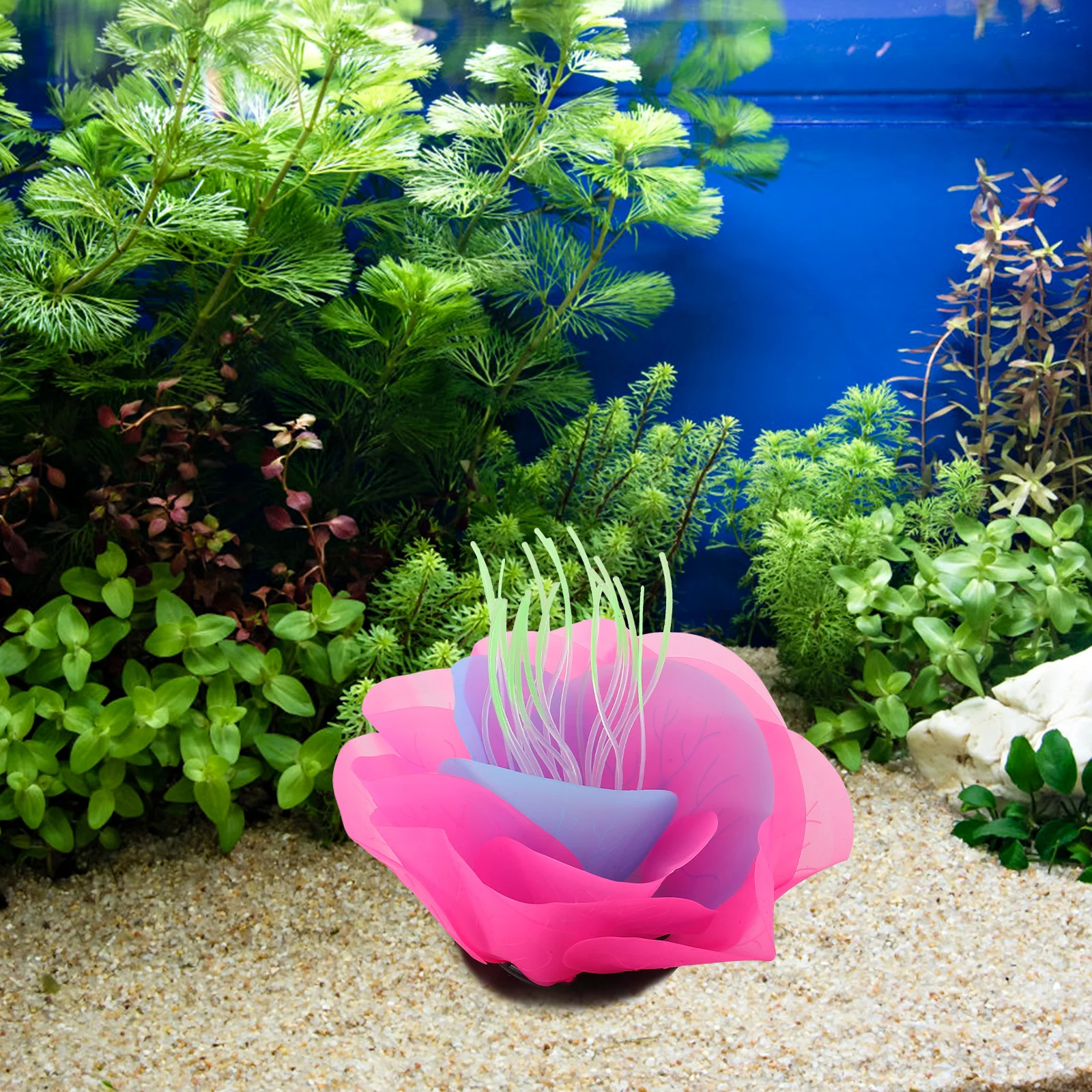 

Artificial Water Lily Colorful Lotus Flower Aquarium Decor Fish Tank L scaping Glow in nament Pet Supplies