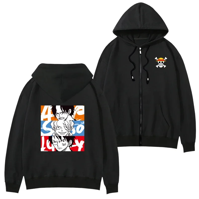 One Piece Anime Zipper Hoodie 2025 Autumn/Winter Men's and Women's Anime Hoodie Y2K Style Loose Super Large Cap Hoodie