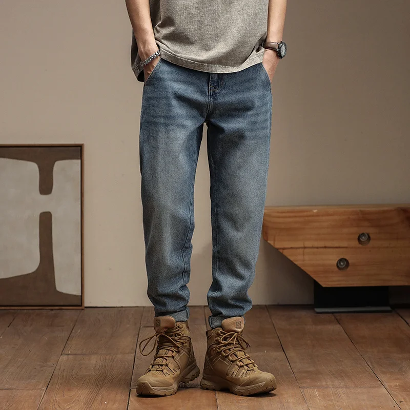 

Retro American Men's Jeans Slim Straight Faionable Harlan Pants Wear Resistant Long Pants Casual Wear Summer New Arrival