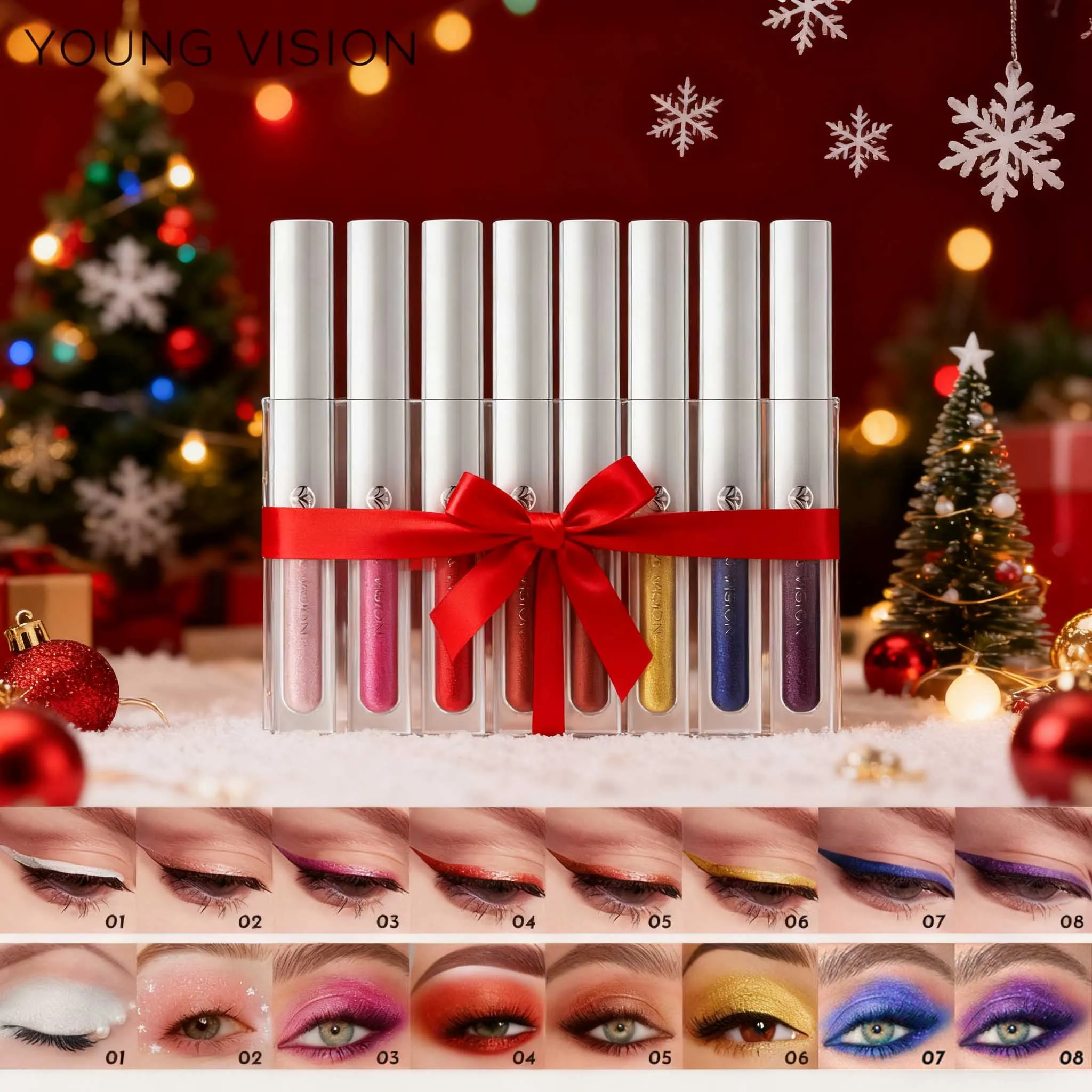 YOUNG VISION 8-Farben-Metallic-Lipgloss, matt, flüssig, wasserfest, übertragungsbeständig, langanhaltende Glanzkosmetik