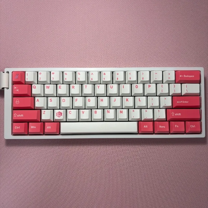 

Pink Peach Blossoms Theme Keycaps Set Customized PBT Sublimation Cherry Profile Keyboard Cap for Mechanical Keyboard Accessories