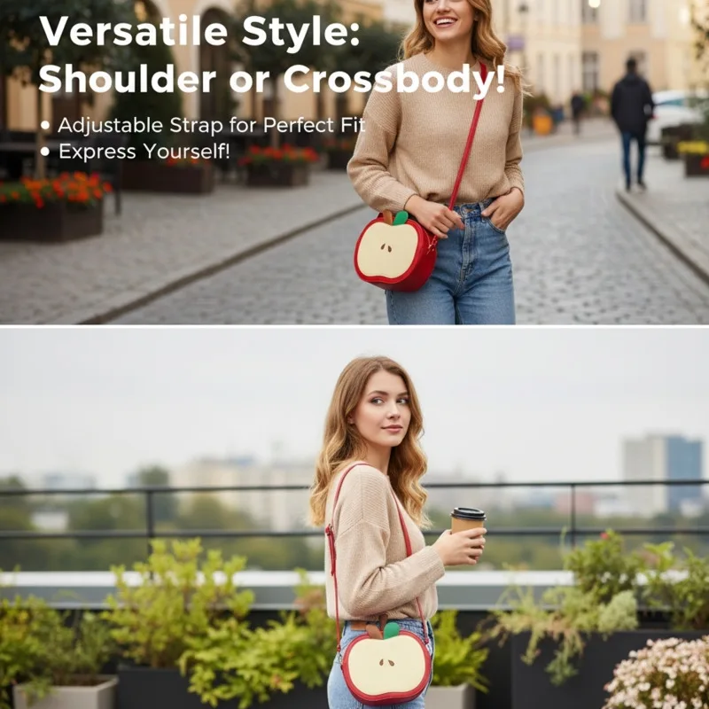 Apple Backpacks Itabag PU Red Y2K Kawaii Versatile Pear Shoulder Bag High Capacity Student Contrast Zipper Back To School Bag