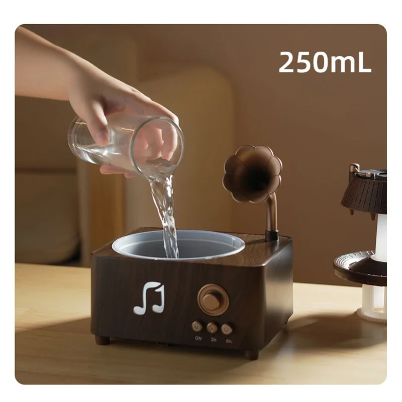 Rotating Raindrop Aromatherapy Diffuser Retro Record Player Shape Essential Oil Diffuser Humidifier with Colorful Night Light