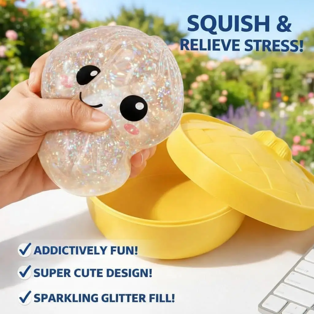 Realistic Steamed Bun Squishy Blind Box Soft Non-Sticky Decompression Toy Assorted Sizes Cute Fidget Squeeze Stress Relief Gift