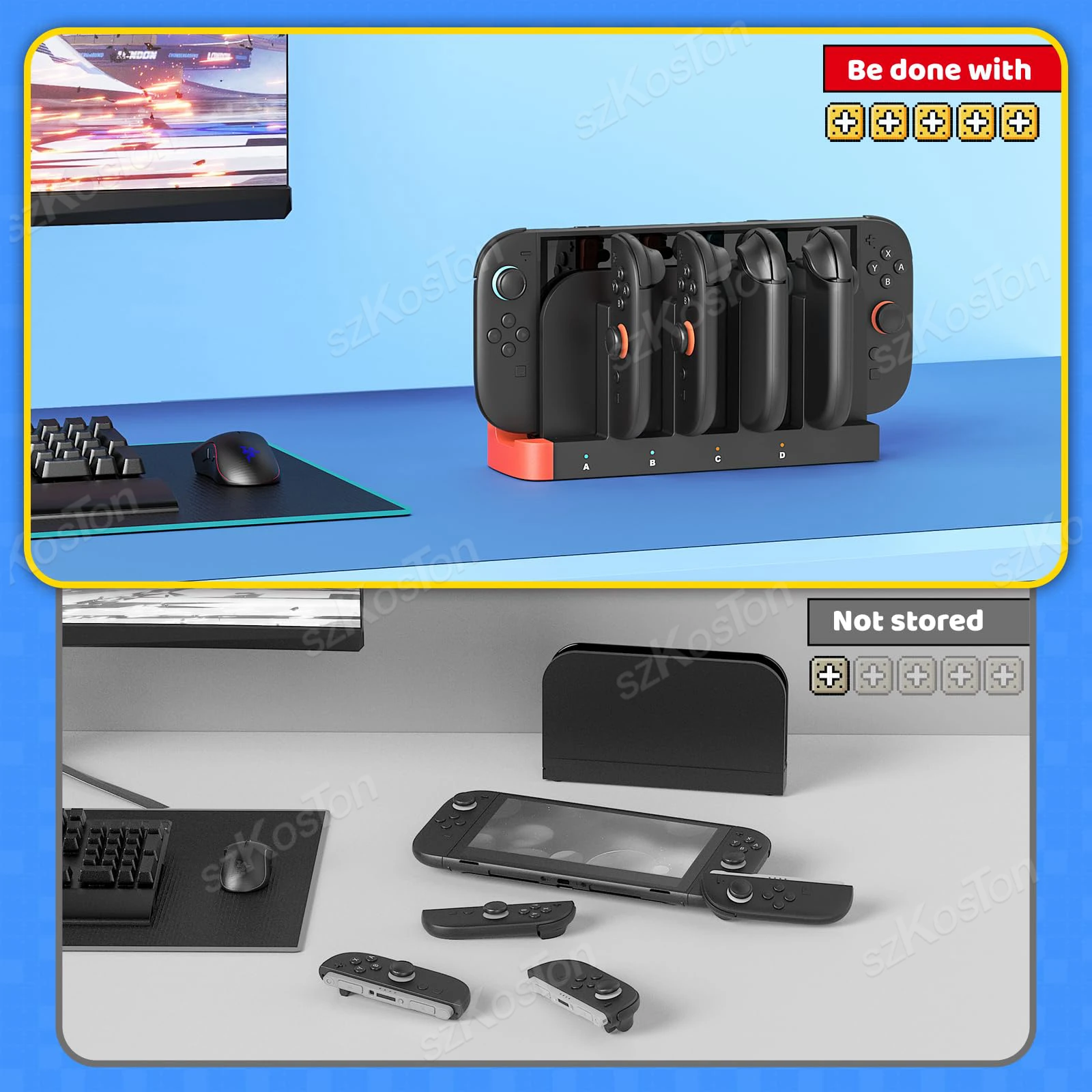 Stacja ładująca do kontrolerów Switch 2, szybka ładowarka z wskaźnikiem LED do kontrolerów, akcesoria do gier Switch2 — zdjęcie produktu 6