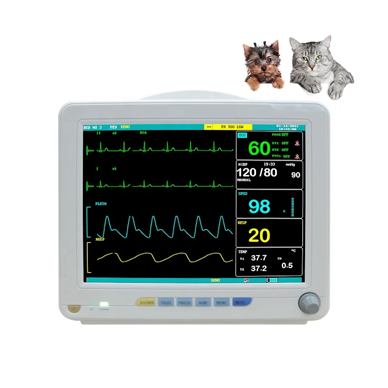 Veterinary Pet Baby Animal Anaesthesia Monitor Multiparametro 8 Inch Portable Multi-parameter Vital Signs Vet Monitor