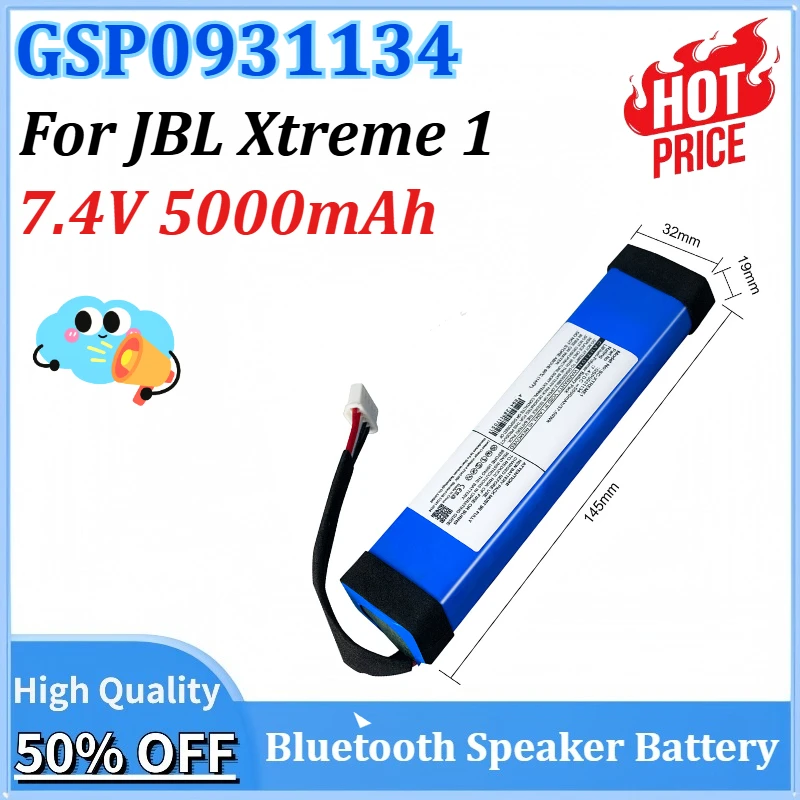 

Newly upgraded GSP0931134 7.4V 5000mAh Bluetooth Speaker Battery Replacement for JBL XTREME Xtreme 1 Xtreme1 Rechargeable