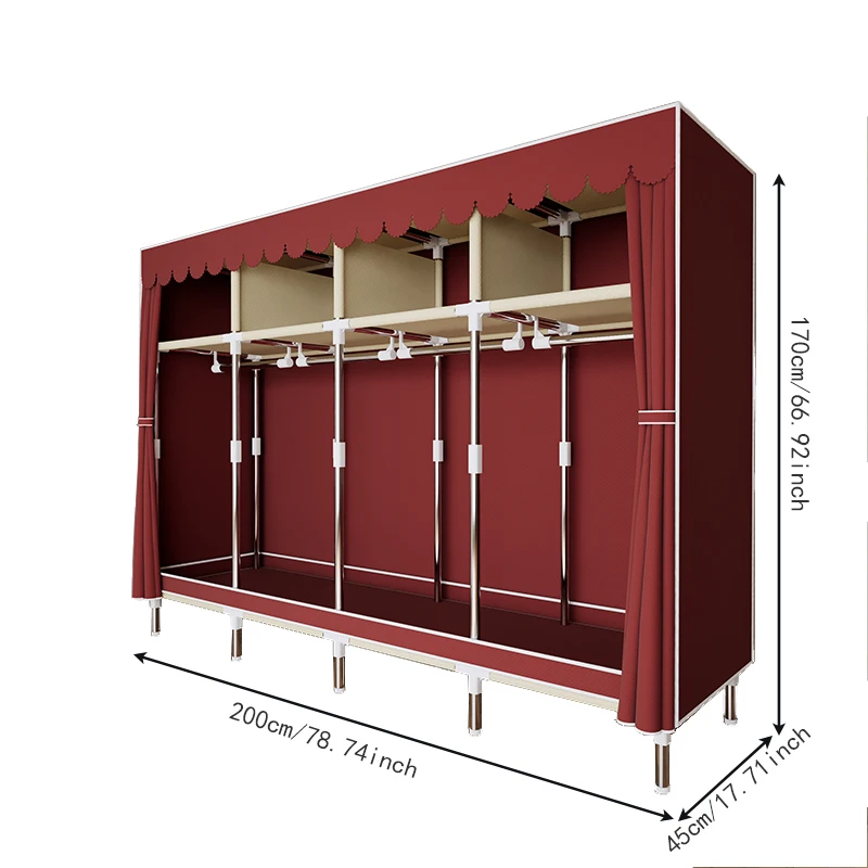 Heavy Duty  Wardrobe Portable Closet Organizer Metal framework Hanging Stronger Load-Bearing 78.7" Lx 17.7" Wx 66.9 H ﻿