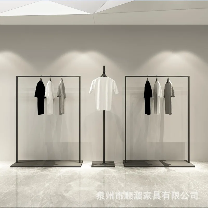 

Modern simple clothing rack men's and women's clothing store wrought iron display rack clothing store display floor-to-ceiling