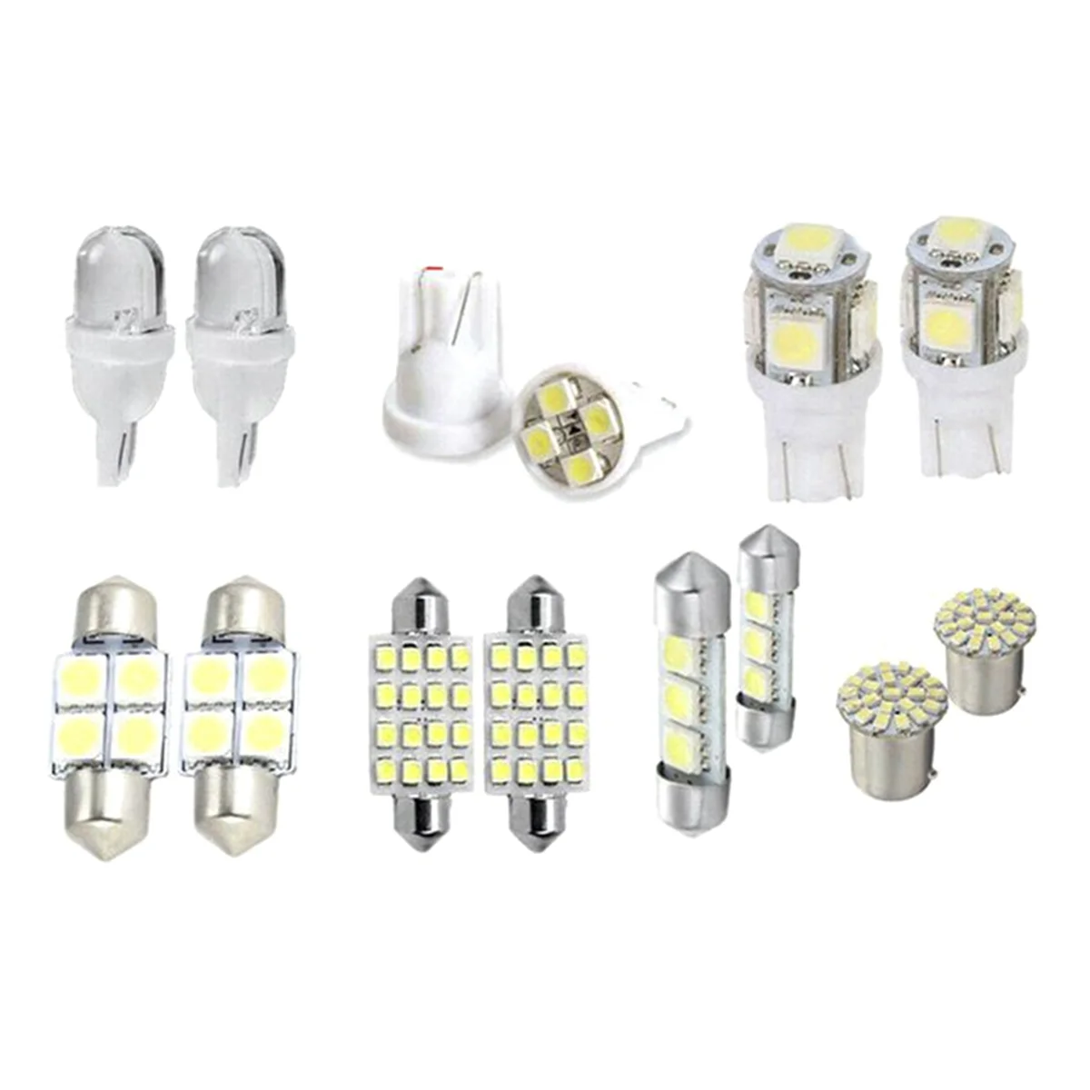 Quality! 14Pcs LED Interior Package Kit for T10 36mm Dome License Plate Lights White Parking Lights Bulb Auto Door Lamp