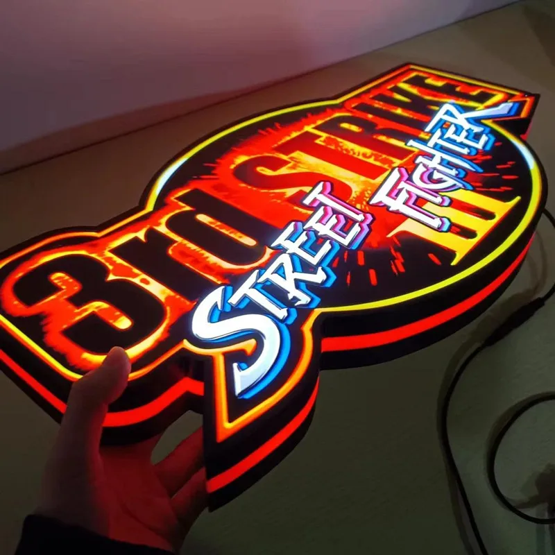 Niestandardowy LED Lightbox Street Fighter 3 trzecie uderzenie Światła do lampka biurkowa ściennego z nadrukiem 3D do znaków gra Retro w pokoju gier