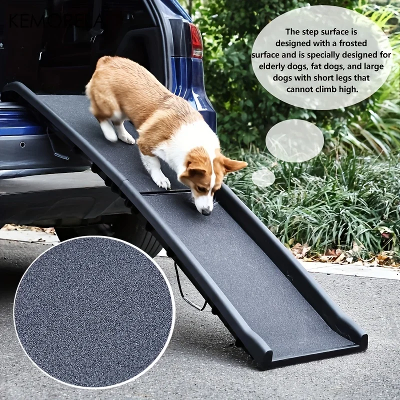 Kemorela Folding Ladder Pet Ramp For Cars Trucks & SUVs Portable Fits MAX 68KG Large Dogs With Side Rails Non-Slip Easy To Store