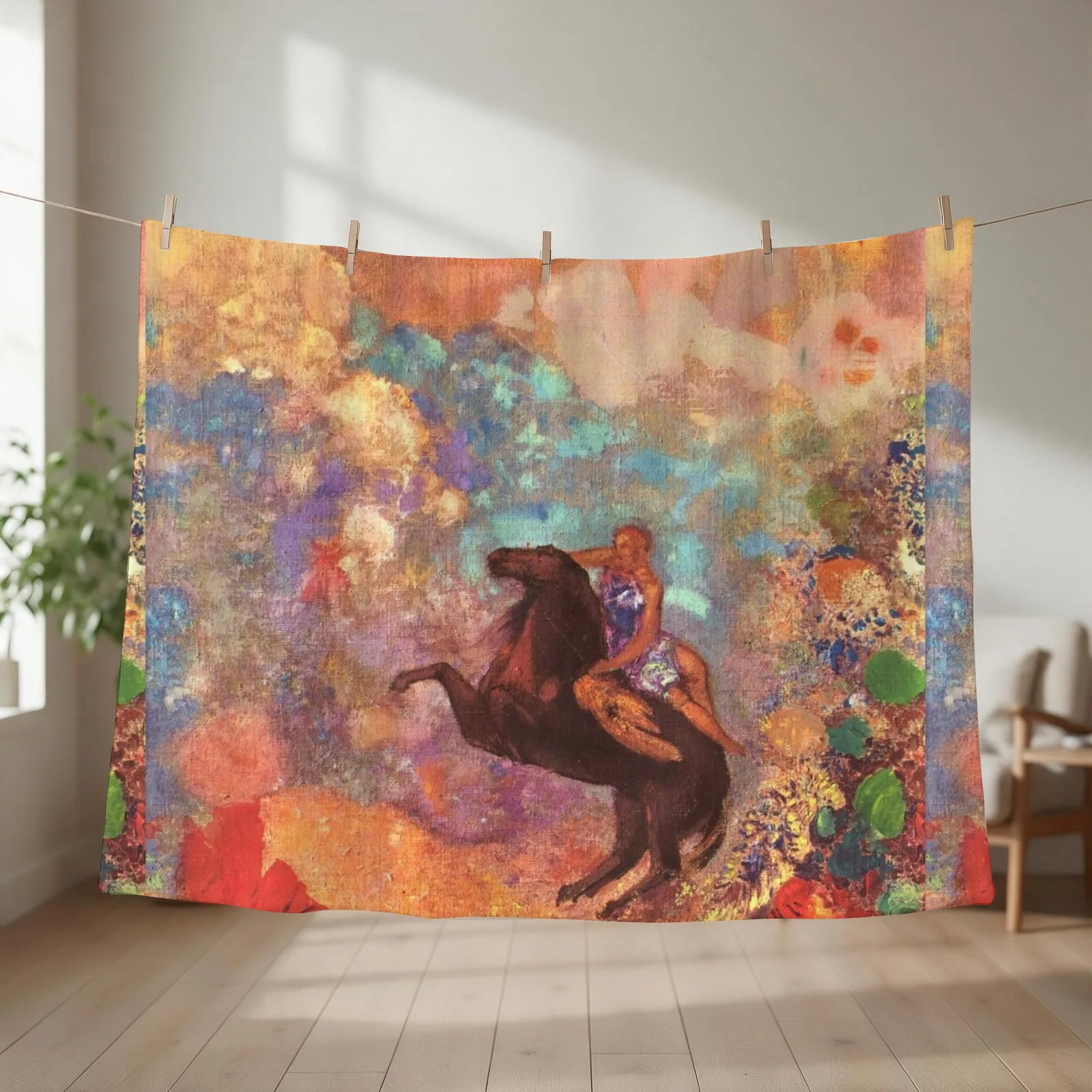 HD The Muse on Pegasus, by Odilon Redon The Muse on Pegasus (1900) High Definition Throw Blanket