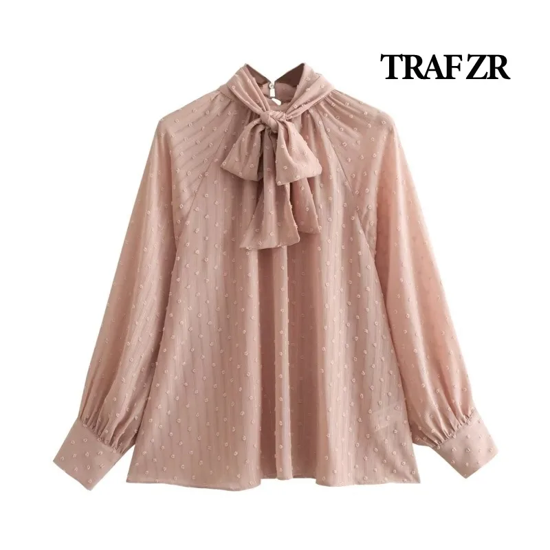 

TRAF ZR Elegant Blouses for Women 2024 Y2k Vintage Blouse chiffon solid Long Sleeve Harajuku Women's Fashion Shirt and Blouse